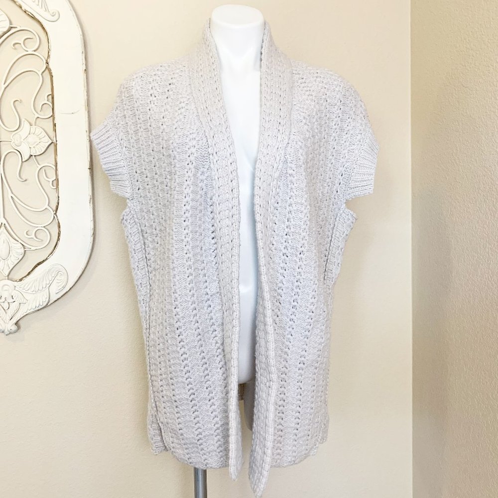 Inhabit | Light Gray Wool Blend Short Sleeve Open Cardigan Sweater | Size: 79 - Picture 1 of 8